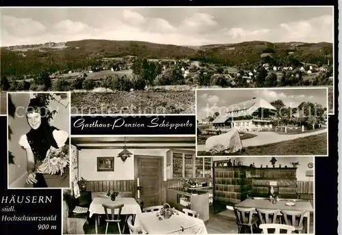 AK / Ansichtskarte 73852168 Haeusern_Schwarzwald Panorama Gasthaus Pension Schoepperle Trachten Haeusern Schwarzwald