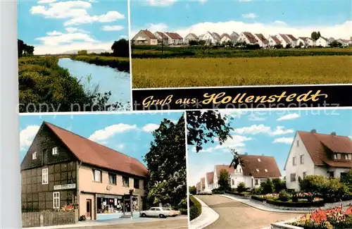 AK / Ansichtskarte 73852202 Hollenstedt_Nordheide Gasthaus Wohnhaeuser Wohnsiedlung Partie am Wasser Hollenstedt_Nordheide