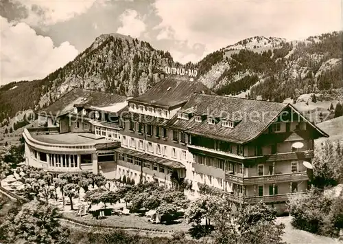 AK / Ansichtskarte 73852305 Bad_Hindelang Kurhotel Schwefelbad Luitpoldbad mit Hirschberg und Spiesser Allgaeuer Alpen Bad_Hindelang