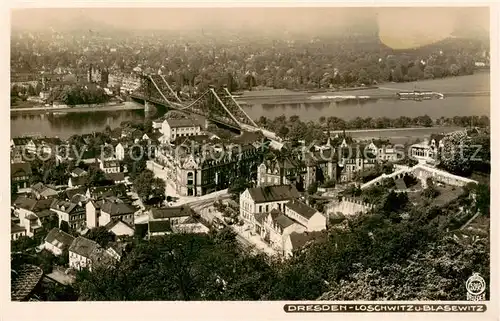 AK / Ansichtskarte 73852416 Loschwitz_Dresden_Elbe Fliegeraufnahme mit Blasewitz 