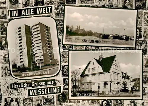 AK / Ansichtskarte 73852852 Wesseling Wohnhochhaus Rheinpartie Rathaus Wesseling