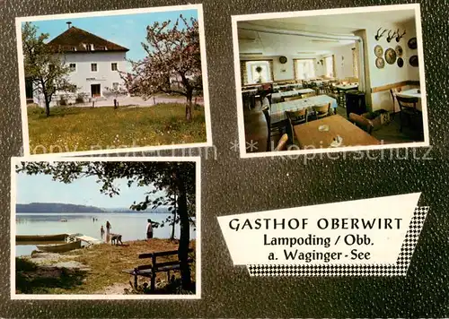 AK / Ansichtskarte 73852869 Lampoding Gasthof Oberwirt Gaststube Strand See Lampoding