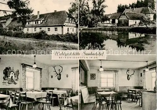 AK / Ansichtskarte 73852946 Koenigshofen_Bad Waldgaststaette Sambachshof Gastraeume Schwanenteich Koenigshofen_Bad