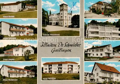 AK / Ansichtskarte 73853554 Gailingen Kliniken Dr Schmieder Haeuser Baden Schweiz Hegau Bodensee Alpenblick Konstanz Waldshut Schaffhausen mit Schloss Rheinberg Gailingen