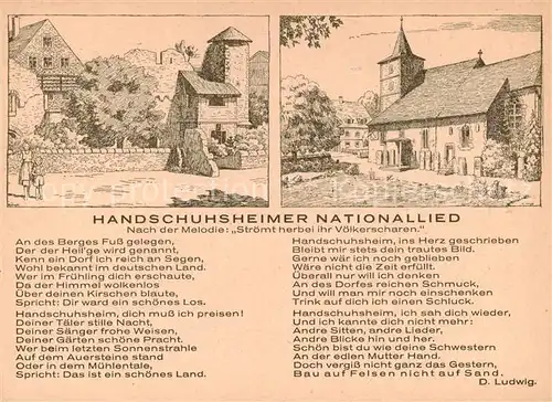 AK / Ansichtskarte 73853652 Handschuhsheim Ortspartien Zeichnung Handschuhsheimer Nationallied Text Handschuhsheim