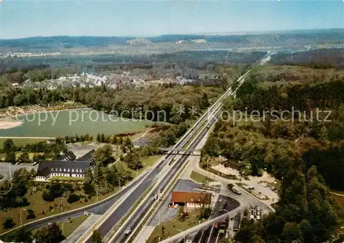 AK / Ansichtskarte 73853825 Siegburg Autobahn Rasthaus an der Autobahn Koeln Frankfurt Fliegeraufnahme Siegburg