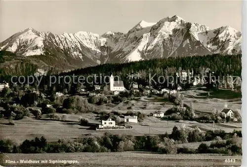 AK / Ansichtskarte  Flims_Waldhaus mit Kirche und Signinagruppe Flims Waldhaus