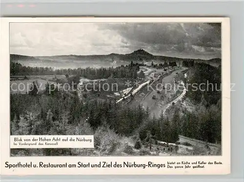 AK / Ansichtskarte 73854368 Nuerburgring Blick von der Hohen Acht auf die Nuerburg im Vordergrund das Karussel Autorennstrecke Nuerburgring