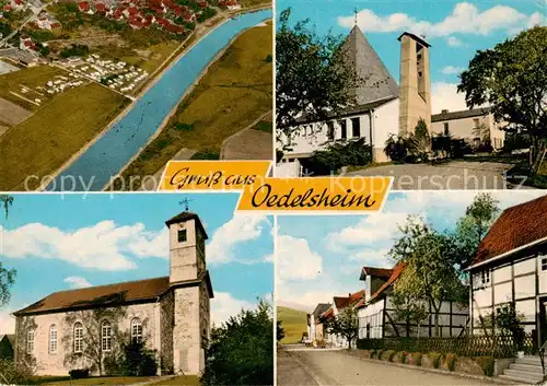 AK / Ansichtskarte 73854457 Oedelsheim Luftbild Kirche Strassenpartie Oedelsheim