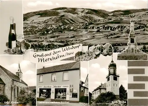 AK / Ansichtskarte 73854851 Merxheim_Nahe Panorama Ev Kirche Lebensmittelhaus Knichel Kath Kirche Merxheim Nahe