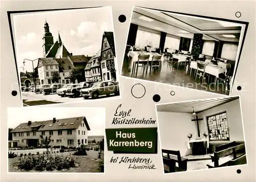 AK / Ansichtskarte 73854854 Kirchberg_Hunsrueck Ev Ruestzeitenheim Haus Karrenberg Gastraum Hauskapelle Kirchberg Hunsrueck