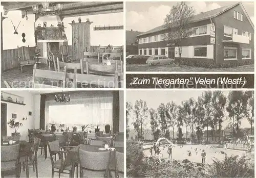 AK / Ansichtskarte 73855259 Velen Gasthof zum Tiergarten Gastraum Freibad Velen