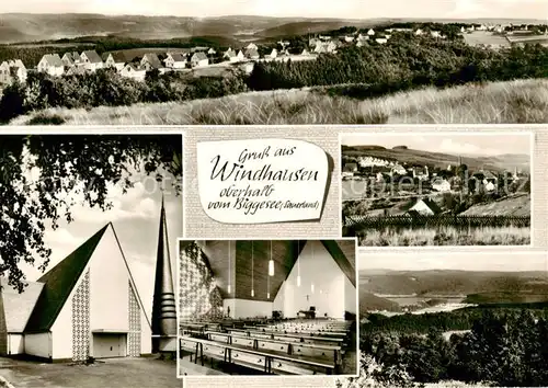 AK / Ansichtskarte 73855402 Windhausen_Attendorn Panorama Kirche Landschaft Biggesee Windhausen Attendorn