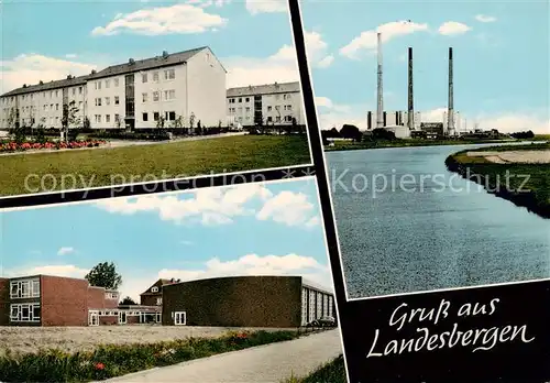 AK / Ansichtskarte 73855410 Landesbergen Wohnsiedlung Schule Partie an der Weser Kraftwerk Landesbergen