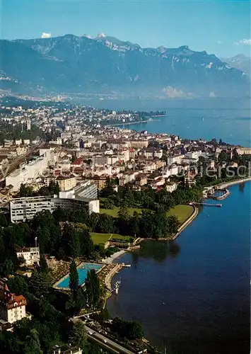 AK / Ansichtskarte  Vevey_VD La Tour de Peilz Lac Léman Alpes vue aérienne Vevey_VD