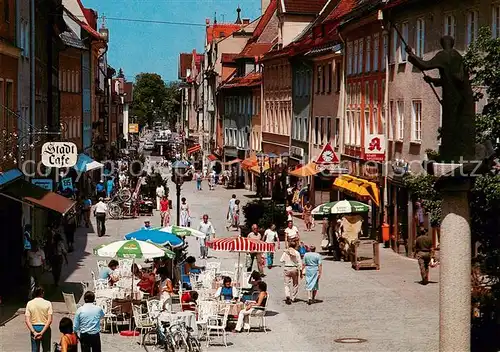 AK / Ansichtskarte 73857433 Fuessen_Allgaeu Fussgaengerzone mit St Mang Denkmal Fuessen Allgaeu