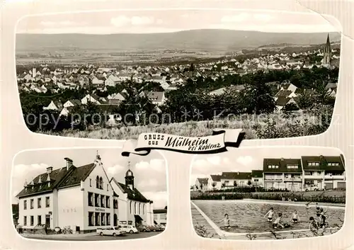 AK / Ansichtskarte 73857929 Muelheim-Kaerlich_Koblenz Panorama Rathaus Freibad 