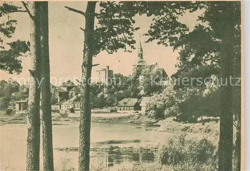 AK / Ansichtskarte 73858244 Wolmar_Valmiera_Latvia Uferpartie am Wasser Blick zur Kirche Serie Das schoene Ostland 