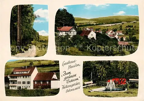 AK / Ansichtskarte 73858362 Falkengesaess_Odenwald Panorama Waldpartie Gasthaus Pension Zum gruenen Baum Falkengesaess Odenwald