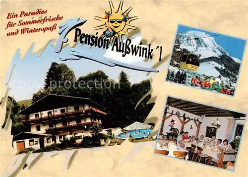 AK / Ansichtskarte 73858522 Russbach_Niederoesterreich_AT Pension Ausswinkl Gaststube Seilbahn 