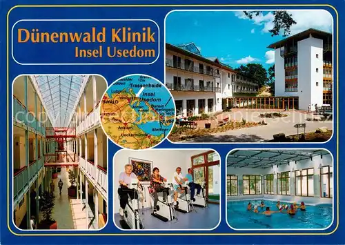 AK / Ansichtskarte 73859185 Insel_Usedom Duenenwald Klinik Trainingsraum Hallenbad Insel Usedom