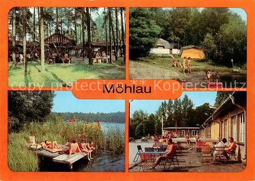 AK / Ansichtskarte 73859347 Moehlau Gaststaette Waldschenke Campingplatz Seeufer Freibad am Muehlauer See Moehlau