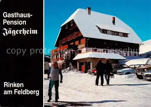 AK / Ansichtskarte 73859376 Rinken_Hinterzarten Gasthaus Pension Jaegerheim Wintersportplatz am Feldberg Schwarzwald 