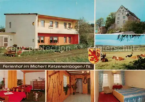 AK / Ansichtskarte 73859499 Katzenelnbogen Ferienhof im Michert Gastraum Fremdenzimmer Landschaft Viehweide Katzenelnbogen