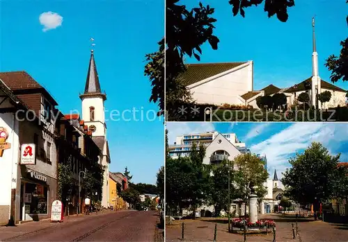 AK / Ansichtskarte 73859533 Friedrichsdorf_Taunus Ortsmotive mit Kirche Zentrum Denkmal Friedrichsdorf Taunus