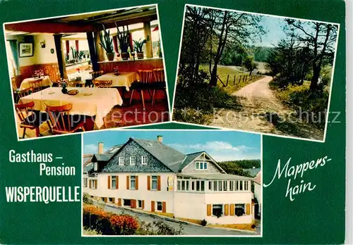 AK / Ansichtskarte 73863420 Mappershain Gasthaus Pension Wisperquelle Gastraum Landschaft Mappershain