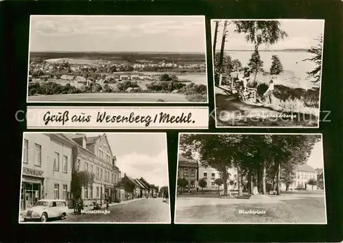 AK / Ansichtskarte 73865129 Wesenberg_Mecklenburg Panorama Wittelstrasse Marktplatz an der Jugendherberge See Wesenberg_Mecklenburg