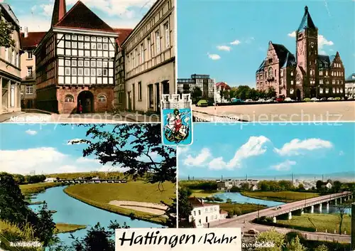 AK / Ansichtskarte 73865697 Hattingen__Ruhr Altes und neues Rathaus Ruhrpartie Ruhrbruecke 
