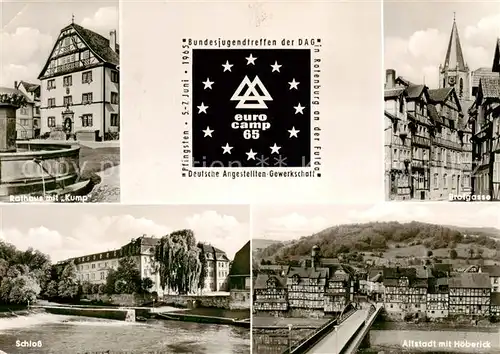 AK / Ansichtskarte 73865714 Rotenburg_Fulda Rathaus mit Kump Schloss Altstadt mit Hoeberick Brotgasse Kirche euro camp 65 Bungesjugendtreffen der DAG Rotenburg Fulda