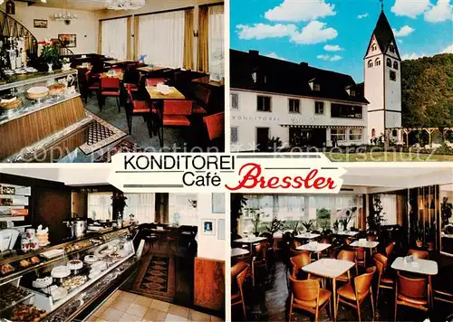 AK / Ansichtskarte 73866813 Nassau_Lahn Konditorei Café Bressler Gastraum Verkaufstheke Kirche Nassau_Lahn