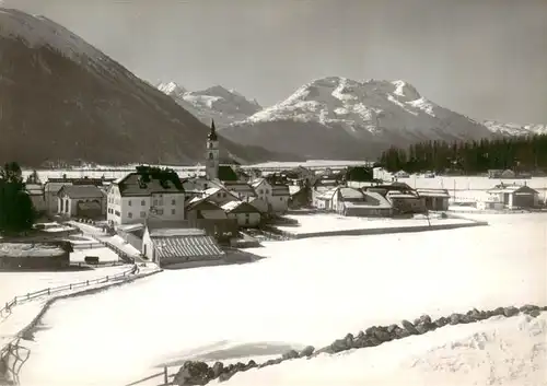 AK / Ansichtskarte  Bever_Maloja_GR Winterpanorama Blick gegen Piz Bernine und Piz Rosatsch 