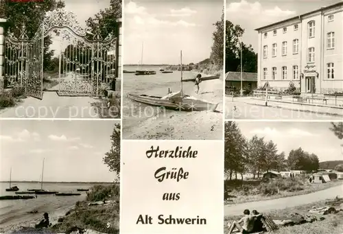 AK / Ansichtskarte 73870885 Alt_Schwerin Eingangstor zum ehem Gutshof Am Plauer See Agrarmuseum Zeltplatz Alt_Schwerin