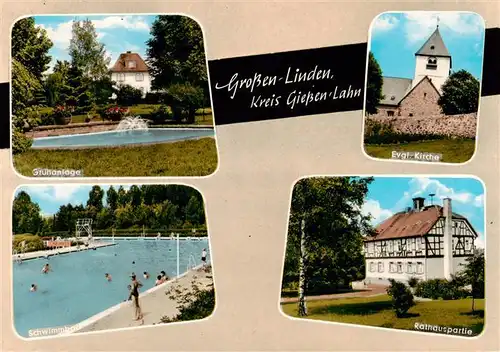 AK / Ansichtskarte 73871171 Giessen__Lahn Grossen Linden Gruenanlage Ev Kirche Schwimmbad Rathauspartie 