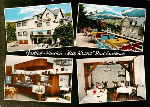 AK / Ansichtskarte 73871173 Bad_Endbach Gasthof Pension Zur Krone Terrasse Theke Gaststube Bad_Endbach