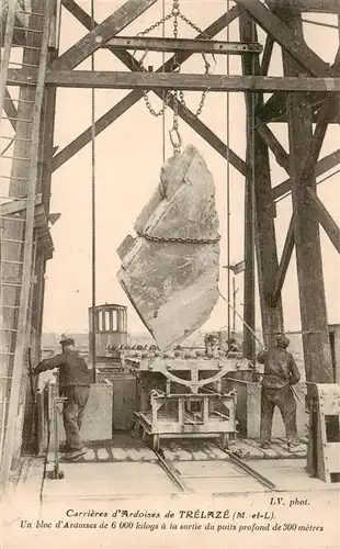 AK / Ansichtskarte  Trelaze_49_Maine-et-Loire Carrieres dArdoises Un bloc dArdoises de 6000 kilogs a la sortie da puits profond de 300 metres 