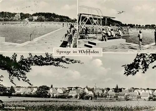 AK / Ansichtskarte 73873898 Spenge Freibad Waldbad Sprungturm Panorama Werburger Siedlung Spenge