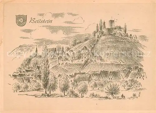 AK / Ansichtskarte 73873991 Beilstein_Mosel Staedtebild aus alten und neuen Tagen Zeichnung Beilstein_Mosel