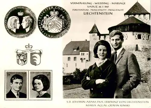 AK / Ansichtskarte 73876821 Vaduz_Liechtenstein_FL Vermaehlung SD Johann Adam Pius Erbprinz von Liechtenstein und Maria Aglae Graefin Kinski 