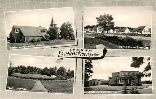 AK / Ansichtskarte 73877606 Bookholzberg_Ganderkesee Kirche mit Gemeindehaus Siedlung Freilichtbuehne Landhaus Hohenboeken 