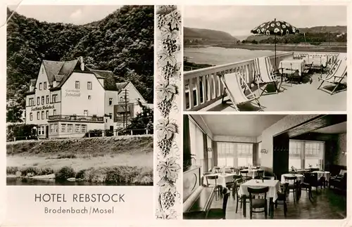 AK / Ansichtskarte 73878045 Brodenbach_Mosel Hotel Rebstock Terrasse Gaststube 