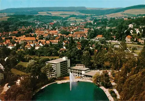 AK / Ansichtskarte 73878404 Bad_Gandersheim Fliegeraufnahme mit Seekurheim und Seeterrassen Bad_Gandersheim