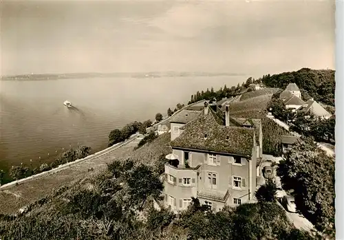 AK / Ansichtskarte 73878605 Meersburg_Bodensee Pension Landhaus Oedenstein Blick auf Insel Mainau Meersburg Bodensee