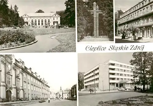 AK / Ansichtskarte 73880135 Cieplice_Slaskie-Zdroj_Bad_Warmbrunn_Jelenia-Gora_PL Sanatorium Denkmal Stadtzentrum 