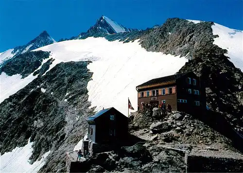 AK / Ansichtskarte  Mischabelhuette_3329m_Saas-Fee_VS Berghuette mit Dom und Lenzspitze Walliser Alpen 