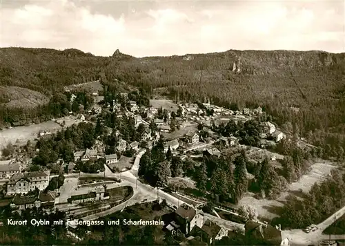 AK / Ansichtskarte 73880583 Oybin Fliegeraufnahme mit Felsengasse und Scharfenstein Oybin