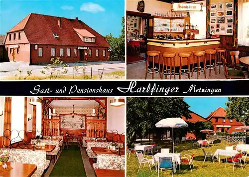 AK / Ansichtskarte 73881666 Metzingen_Niedersachsen Gast und Pensionshaus Gastraum Bar Garten Metzingen Niedersachsen